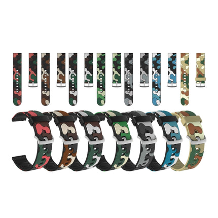20mm For Amazfit GTR 2 / GTR 47mm Camouflage Silicone Replacement Wrist Strap Watchband with Silver Buckle(7)-garmade.com