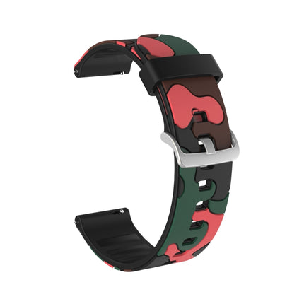 20mm For Amazfit GTR 42mm Camouflage Silicone Replacement Wrist Strap Watchband with Silver Buckle(1)-garmade.com