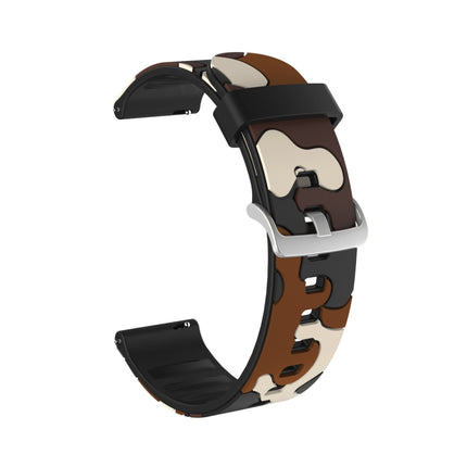 20mm For Amazfit GTR 42mm Camouflage Silicone Replacement Wrist Strap Watchband with Silver Buckle(2)-garmade.com