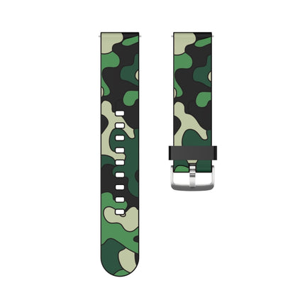 20mm For Amazfit GTR 42mm Camouflage Silicone Replacement Wrist Strap Watchband with Silver Buckle(4)-garmade.com