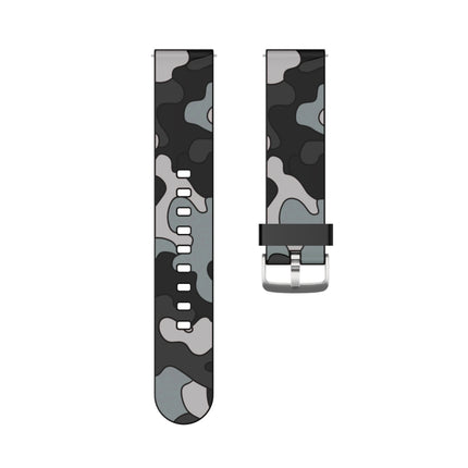 20mm For Amazfit GTS / GTS 2 Camouflage Silicone Replacement Wrist Strap Watchband with Silver Buckle(5)-garmade.com