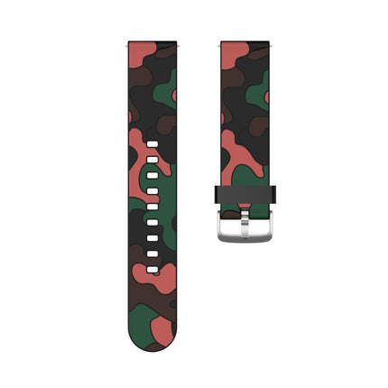 20mm For Amazfit Pop Camouflage Silicone Replacement Wrist Strap Watchband with Silver Buckle(1)-garmade.com
