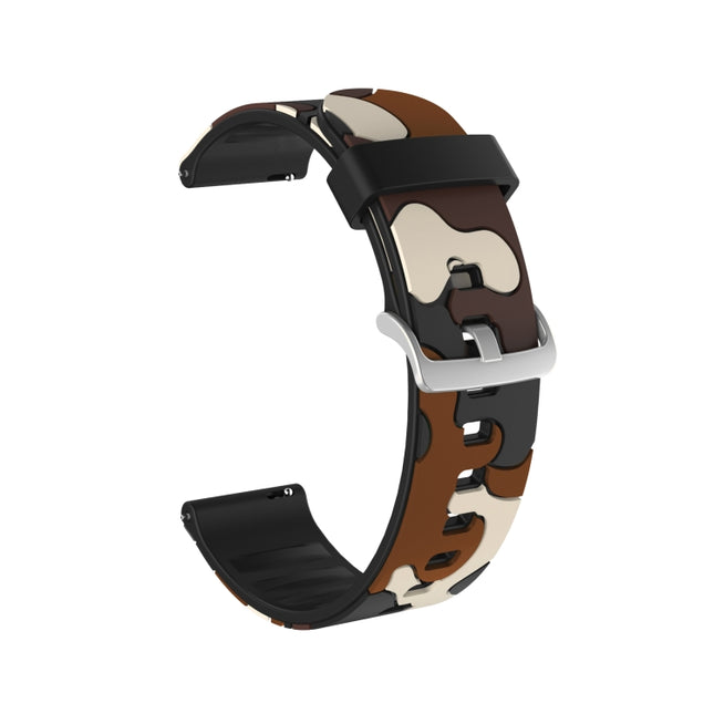 20mm For Amazfit Pop Camouflage Silicone Replacement Wrist Strap Watchband with Silver Buckle(2)-garmade.com