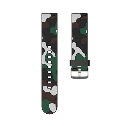 20mm For Amazfit Pop Camouflage Silicone Replacement Wrist Strap Watchband with Silver Buckle(3)-garmade.com