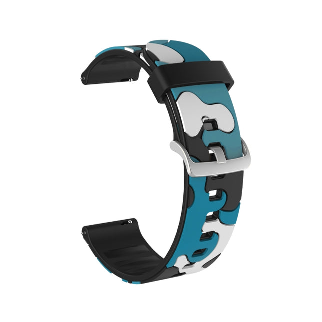 20mm For Amazfit Pop Camouflage Silicone Replacement Wrist Strap Watchband with Silver Buckle(6)-garmade.com