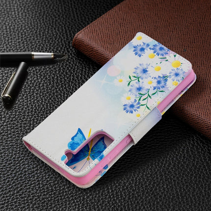 For Samsung Galaxy S21 5G Colored Drawing Pattern Horizontal Flip Leather Case with Holder & Card Slots & Wallet(Flower and Butterfly)-garmade.com