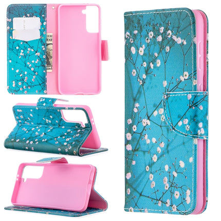 For Samsung Galaxy S21 5G Colored Drawing Pattern Horizontal Flip Leather Case with Holder & Card Slots & Wallet(Plum Blossom)-garmade.com