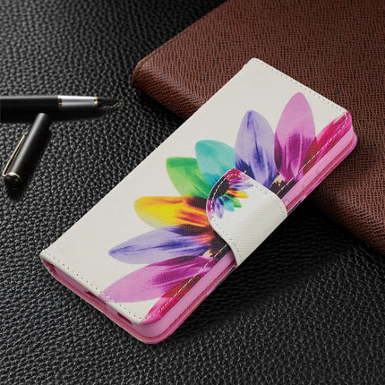 For Samsung Galaxy S21 5G Colored Drawing Pattern Horizontal Flip Leather Case with Holder & Card Slots & Wallet(Sun Flower)-garmade.com