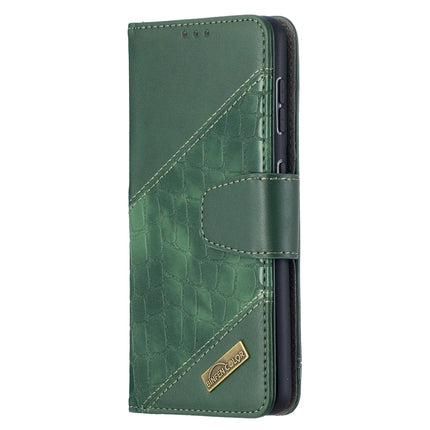 For Samsung Galaxy S21 5G Matching Color Crocodile Texture Horizontal Flip PU Leather Case with Wallet & Holder & Card Slots(Green)-garmade.com