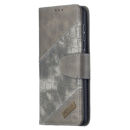 For Samsung Galaxy S21 5G Matching Color Crocodile Texture Horizontal Flip PU Leather Case with Wallet & Holder & Card Slots(Grey)-garmade.com