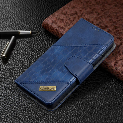 For Samsung Galaxy S21 5G Matching Color Crocodile Texture Horizontal Flip PU Leather Case with Wallet & Holder & Card Slots(Blue)-garmade.com