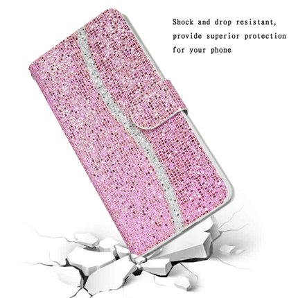 For Samsung Galaxy S21 5G Glitter Powder Horizontal Flip Leather Case with Card Slots & Holder & Lanyard(Pink)-garmade.com