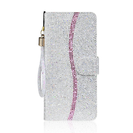 For Samsung Galaxy S21 5G Glitter Powder Horizontal Flip Leather Case with Card Slots & Holder & Lanyard(Silver)-garmade.com