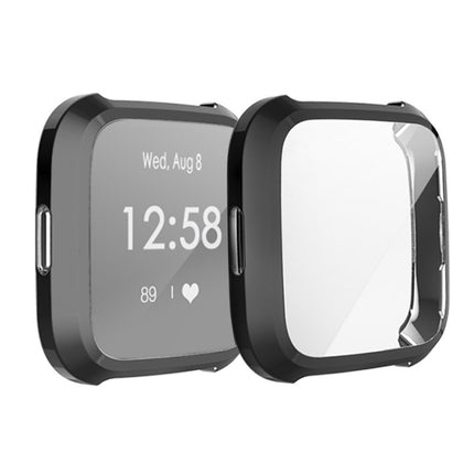 For Fitbit Versa Lite Smart Watch Full Coverage Plating TPU Protective Case(Black)-garmade.com