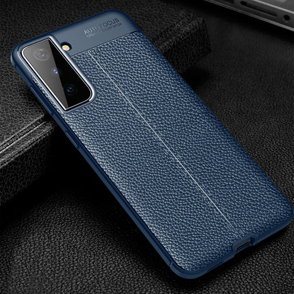 For Samsung Galaxy S21 5G Litchi Texture TPU Shockproof Case(Navy Blue)-garmade.com