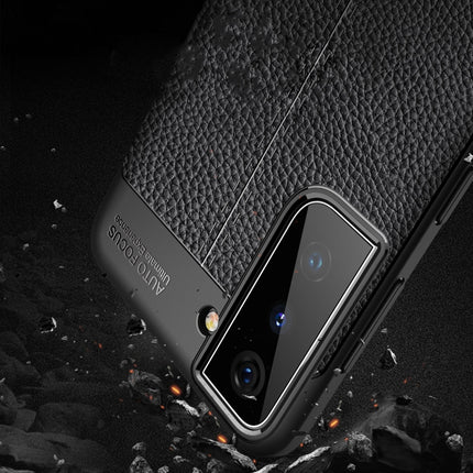 For Samsung Galaxy S21 5G Litchi Texture TPU Shockproof Case(Navy Blue)-garmade.com