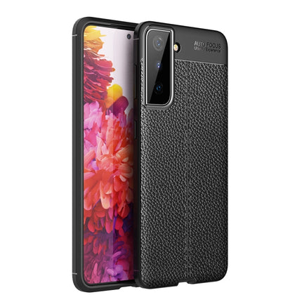 For Samsung Galaxy S21+ 5G Litchi Texture TPU Shockproof Case(Black)-garmade.com