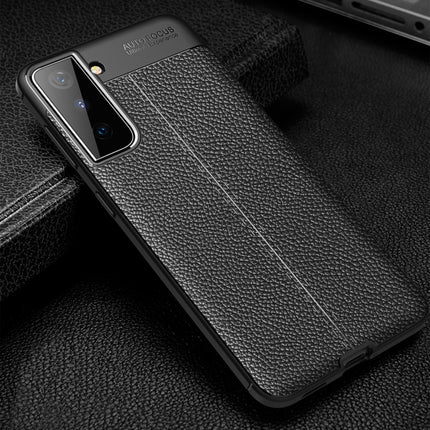 For Samsung Galaxy S21+ 5G Litchi Texture TPU Shockproof Case(Black)-garmade.com