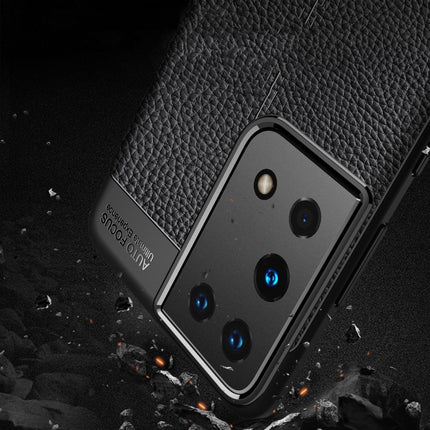 For Samsung Galaxy S21 Ultra 5G Litchi Texture TPU Shockproof Case(Black)-garmade.com