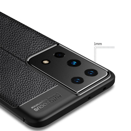 For Samsung Galaxy S21 Ultra 5G Litchi Texture TPU Shockproof Case(Black)-garmade.com