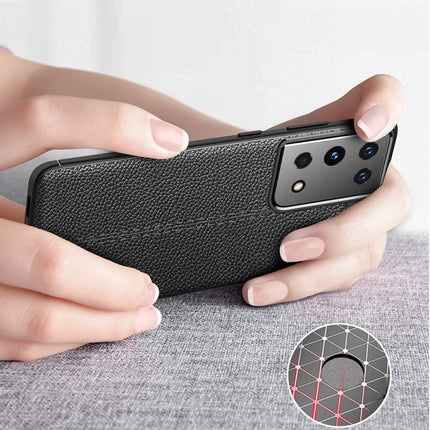 For Samsung Galaxy S21 Ultra 5G Litchi Texture TPU Shockproof Case(Black)-garmade.com