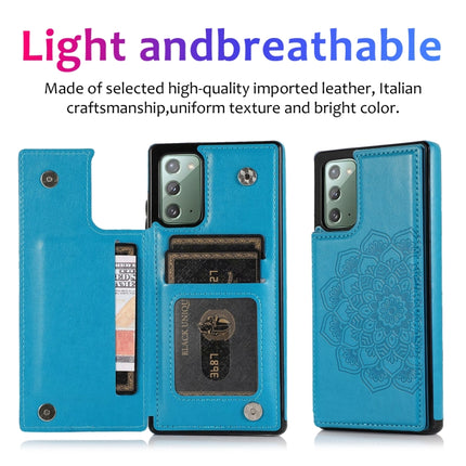 For Samsung Galaxy Note20 Double Buckle Mandala Pattern PU+TPU Protective Case with Card Slots & Holder & Photo Frame(Blue)-garmade.com