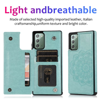 For Samsung Galaxy Note20 Double Buckle Mandala Pattern PU+TPU Protective Case with Card Slots & Holder & Photo Frame(Green)-garmade.com