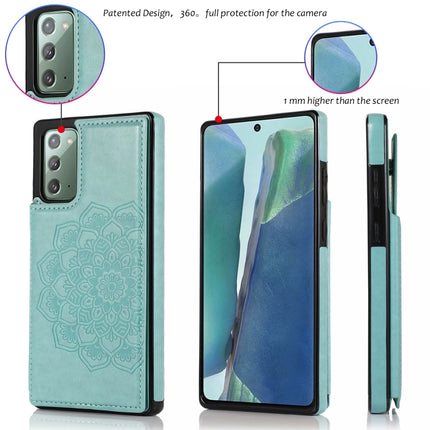 For Samsung Galaxy Note20 Double Buckle Mandala Pattern PU+TPU Protective Case with Card Slots & Holder & Photo Frame(Green)-garmade.com