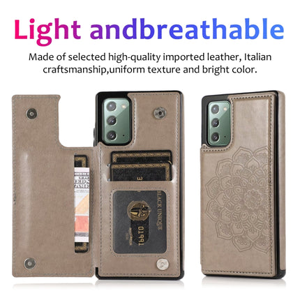 For Samsung Galaxy Note20 Double Buckle Mandala Pattern PU+TPU Protective Case with Card Slots & Holder & Photo Frame(Grey)-garmade.com