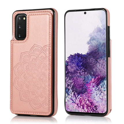 For Samsung Galaxy S20 Plus Double Buckle Mandala Pattern PU+TPU Protective Case with Card Slots & Holder & Photo Frame(Rose Gold)-garmade.com
