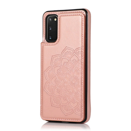 For Samsung Galaxy S20 Plus Double Buckle Mandala Pattern PU+TPU Protective Case with Card Slots & Holder & Photo Frame(Rose Gold)-garmade.com