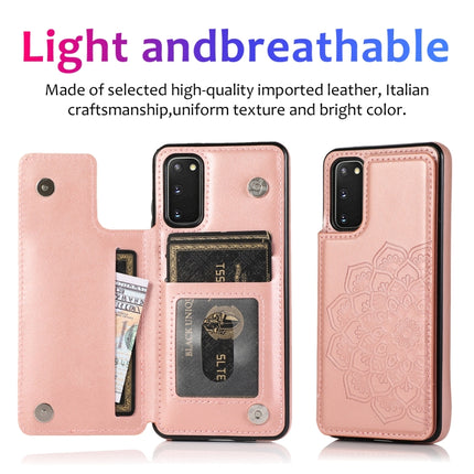 For Samsung Galaxy S20 Plus Double Buckle Mandala Pattern PU+TPU Protective Case with Card Slots & Holder & Photo Frame(Rose Gold)-garmade.com
