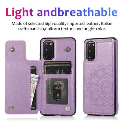 For Samsung Galaxy S20 Plus Double Buckle Mandala Pattern PU+TPU Protective Case with Card Slots & Holder & Photo Frame(Purple)-garmade.com