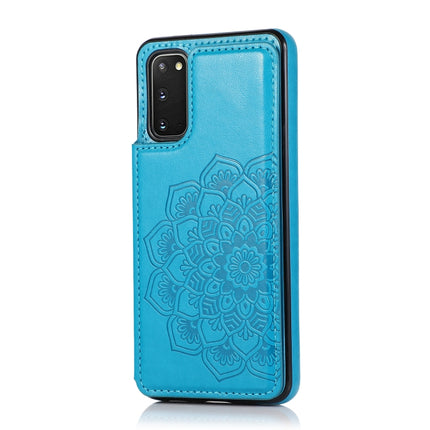 For Samsung Galaxy S20 Plus Double Buckle Mandala Pattern PU+TPU Protective Case with Card Slots & Holder & Photo Frame(Blue)-garmade.com