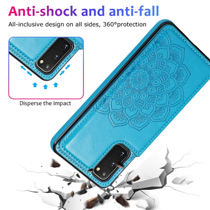 For Samsung Galaxy S20 Plus Double Buckle Mandala Pattern PU+TPU Protective Case with Card Slots & Holder & Photo Frame(Blue)-garmade.com