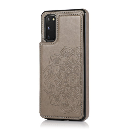 For Samsung Galaxy S20 Plus Double Buckle Mandala Pattern PU+TPU Protective Case with Card Slots & Holder & Photo Frame(Grey)-garmade.com