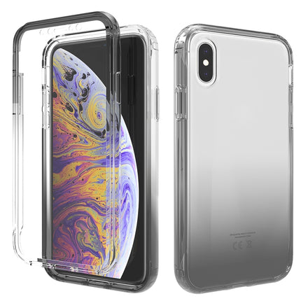 Shockproof High Transparency Two-color Gradual Change PC+TPU Candy Colors Protective Case For iPhone X / XS(Black)-garmade.com