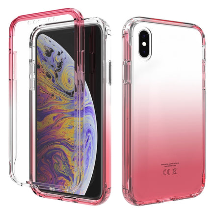 Shockproof High Transparency Two-color Gradual Change PC+TPU Candy Colors Protective Case For iPhone X / XS(Red)-garmade.com