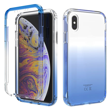Shockproof High Transparency Two-color Gradual Change PC+TPU Candy Colors Protective Case For iPhone X / XS(Blue)-garmade.com
