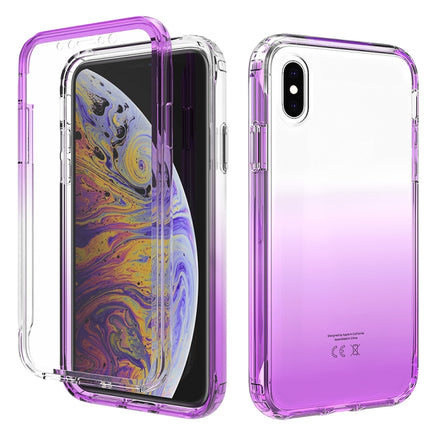 Shockproof High Transparency Two-color Gradual Change PC+TPU Candy Colors Protective Case For iPhone X / XS(Purple)-garmade.com