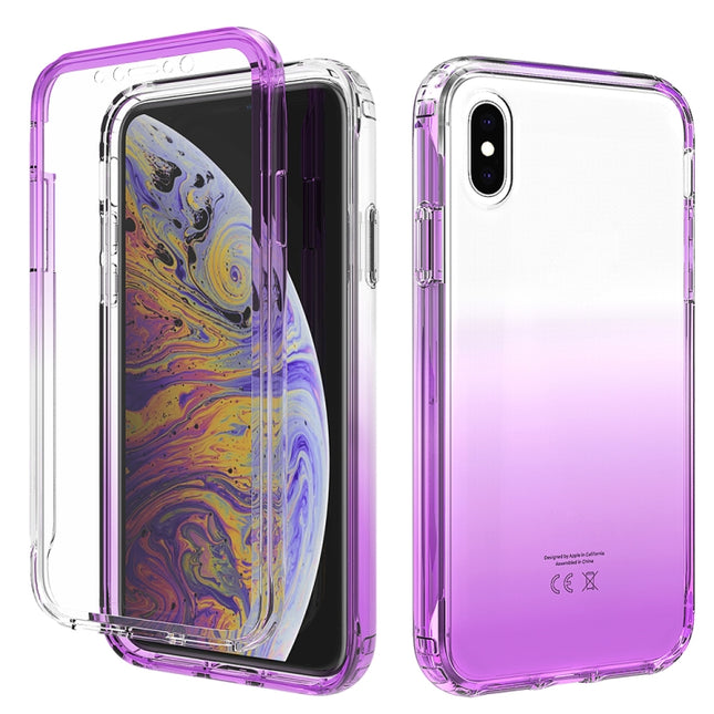 Shockproof High Transparency Two-color Gradual Change PC+TPU Candy Colors Protective Case For iPhone X / XS(Purple)-garmade.com