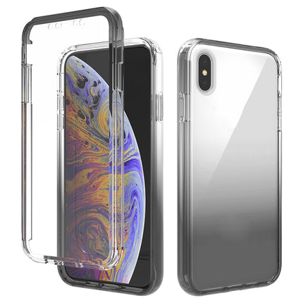 Shockproof High Transparency Two-color Gradual Change PC+TPU Candy Colors Protective Case For iPhone XS Max(Black)-garmade.com