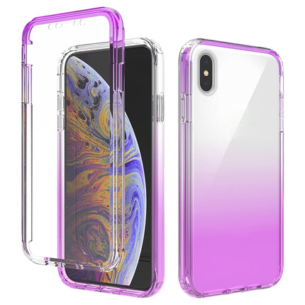 Shockproof High Transparency Two-color Gradual Change PC+TPU Candy Colors Protective Case For iPhone XS Max(Purple)-garmade.com