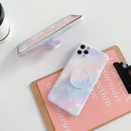 Shockproof Colorful Glitter Marble Protective Case with Folding Holder For iPhone 12(Blue Purple)-garmade.com