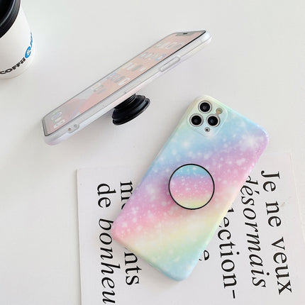 Shockproof Colorful Glitter Marble Protective Case with Airbag Holder For iPhone 12(Blue Purple)-garmade.com