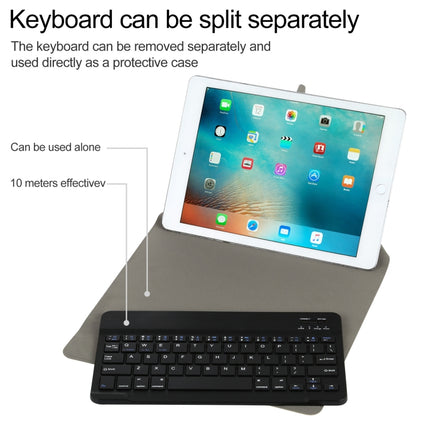 Universal Detachable Bluetooth Keyboard + Leather Tablet Case without Touchpad for iPad 9-10 inch, Specification:Black Keyboard(Blue)-garmade.com