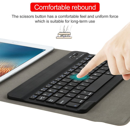 Universal Detachable Bluetooth Keyboard + Leather Tablet Case without Touchpad for iPad 9-10 inch, Specification:Black Keyboard(Blue)-garmade.com
