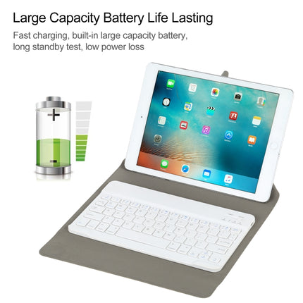 Universal Detachable Bluetooth Keyboard + Leather Tablet Case without Touchpad for iPad 9-10 inch, Specification:White Keyboard(Black)-garmade.com