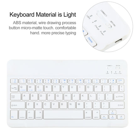 Universal Detachable Bluetooth Keyboard + Leather Tablet Case without Touchpad for iPad 9-10 inch, Specification:White Keyboard(Pink)-garmade.com