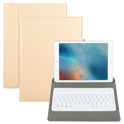 Universal Detachable Bluetooth Keyboard + Leather Tablet Case without Touchpad for iPad 9-10 inch, Specification:White Keyboard(Gold)-garmade.com